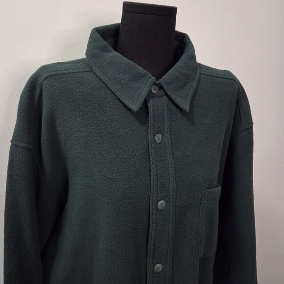Vintage 90s Cherokee - Oversized Fleece shacket Unisex Green Outdoors Farm - Picture 3 of 9